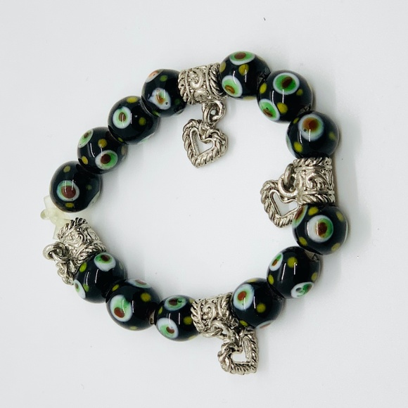 Peruvian Evil Eye Glass Bead Bracelet - Picture 1 of 3